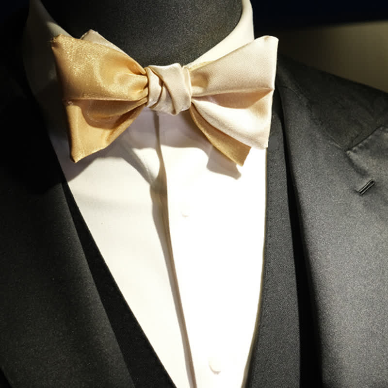 Men's Golden Apricot Contrast Asymmetrical Bow Tie – FloralTrip