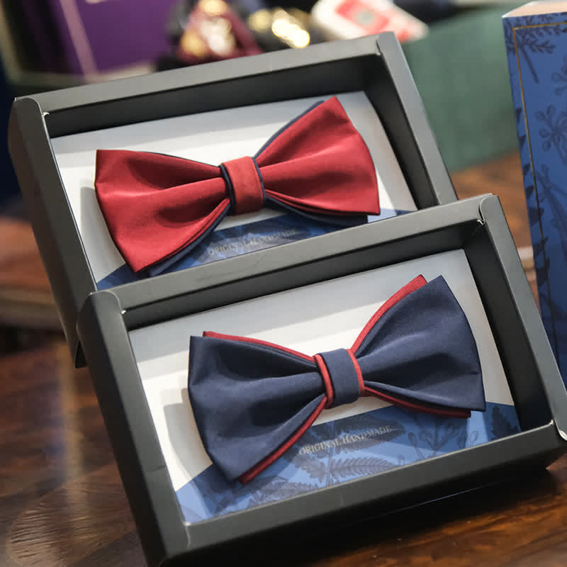 Boys Burgundy Two Tone Layer Bow Tie