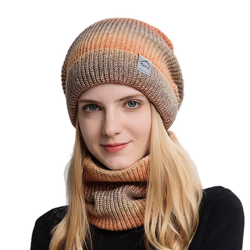 2Pcs Stretchy Gradient Color Hat Loop Scarf Set – FloralTrip display picture 1