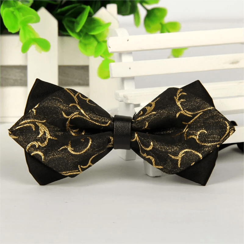 Men's Flower Paisley Double-layer Pointed Bow Tie - image 1