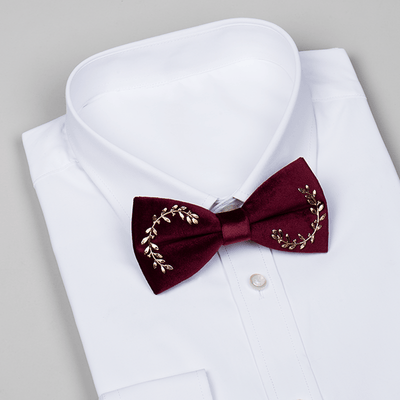 Men's Vine Leaves Velvet Bow Tie - image 3