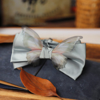 Men's Vintage Organza Butterfly Bow Tie Pocket Square Set
