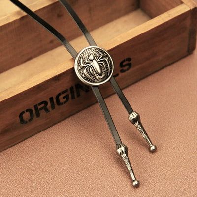 Clearance: Spider Round Pendant Cowboy Bolo Tie