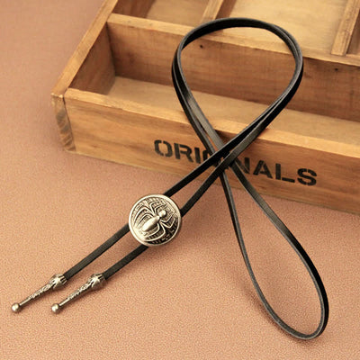 Clearance: Spider Round Pendant Cowboy Bolo Tie