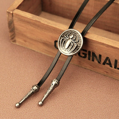 Clearance: Spider Round Pendant Cowboy Bolo Tie