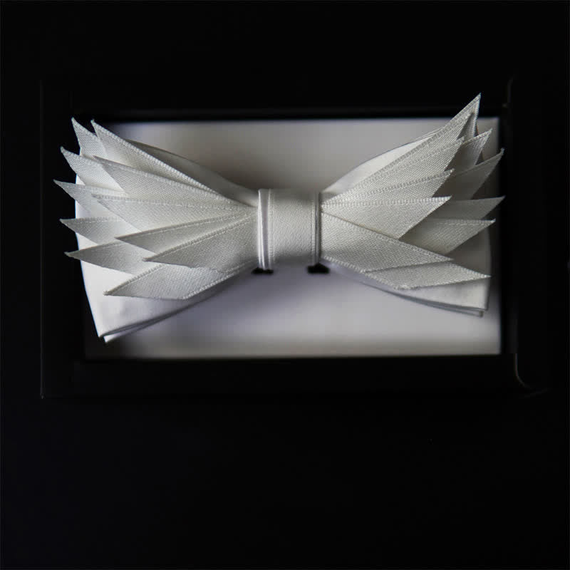 Clearance: Men's Clean Pure Wihte Wings Shape Bow Tie