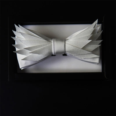 Clearance: Men's Clean Pure Wihte Wings Shape Bow Tie
