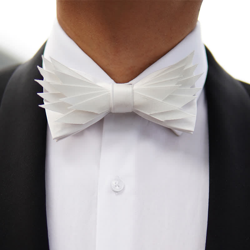 Clearance: Men's Clean Pure Wihte Wings Shape Bow Tie
