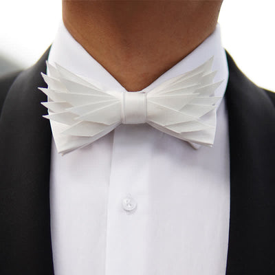 Clearance: Men's Clean Pure Wihte Wings Shape Bow Tie