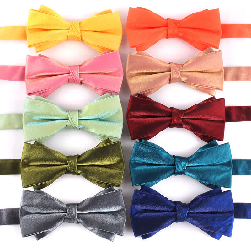 Clearance: Men's Gloss Double Layer Solid Color Bow Tie