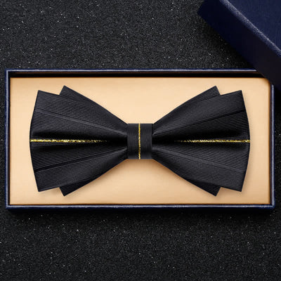 Men's Golden Thread Decor Double Layered Bow Tie