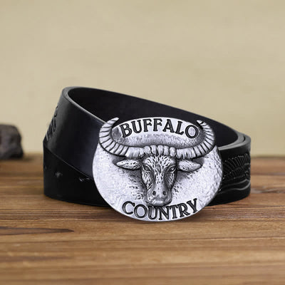 Men's DIY Buffalo Country Buckle Leather Belt