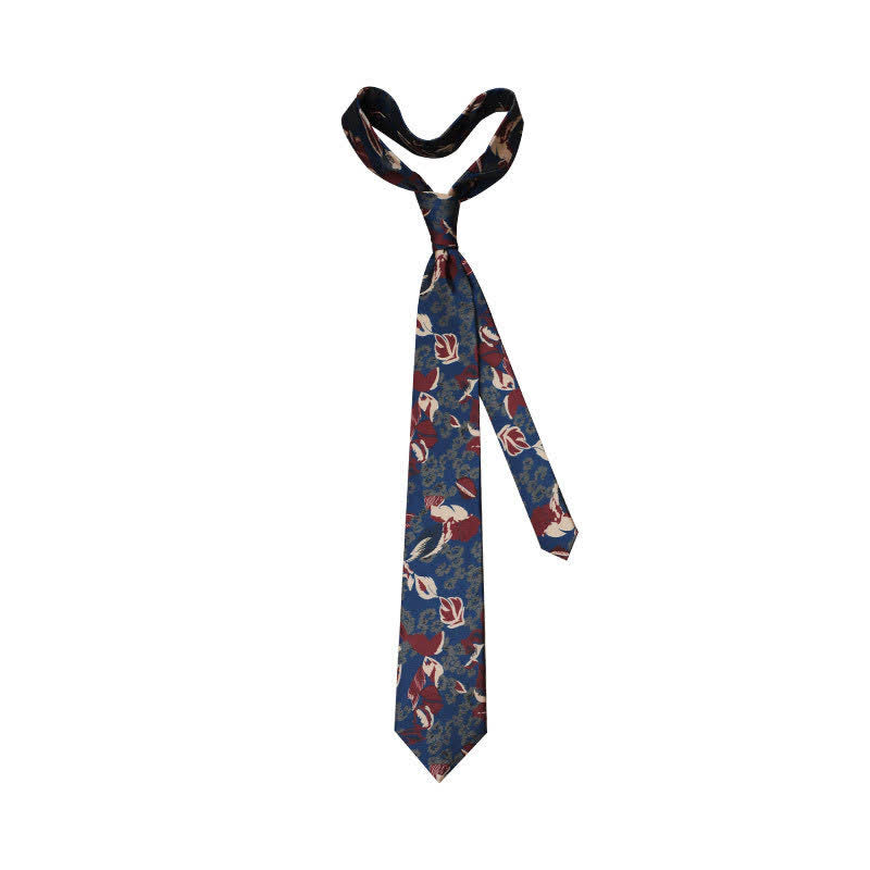 Clearance: Men's Calming Navy Blue & Red Floral Necktie