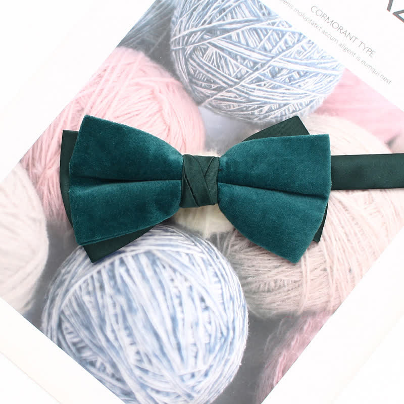 Clearance: Men's Velvet Double Layered Patchwork Color Bow Tie