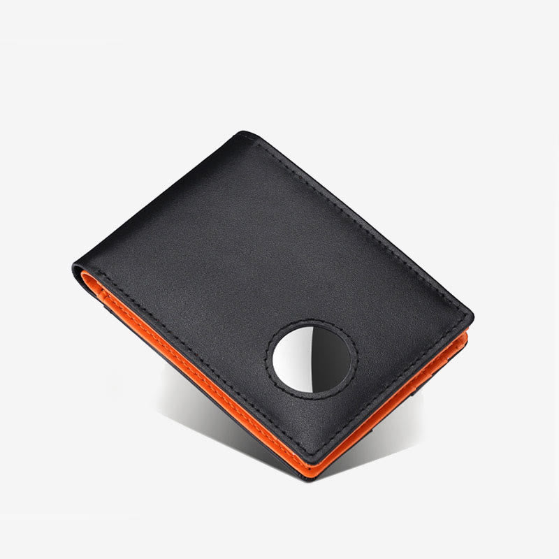 Anti-theft RFID Blocking Leather Front Pocket Wallet with Airtag Holder