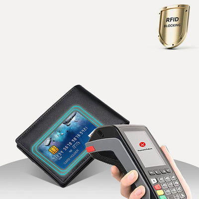 Anti-theft RFID Blocking Leather Front Pocket Wallet with Airtag Holder