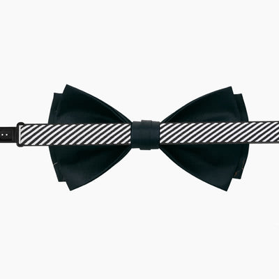 Clearance: Men's Lotus Printing Black Double Layered Bow Tie