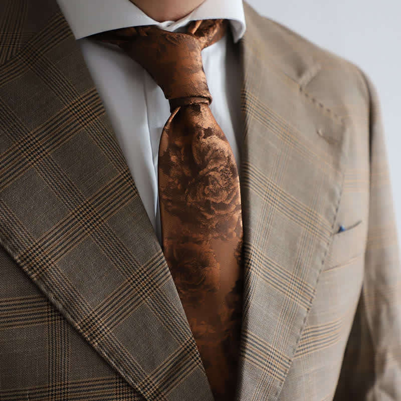 Men's Peru Peony Classic Flower Business Necktie Pocket Square