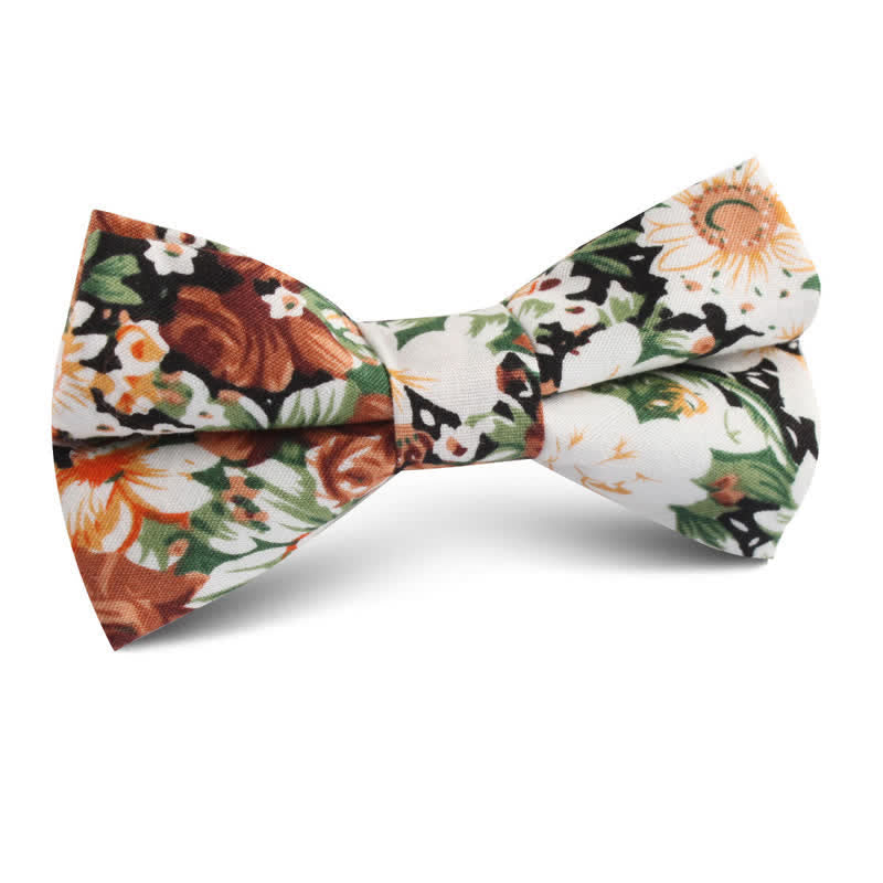 Clearance: Men's Elegant Orange Floral Leaves Bow Tie