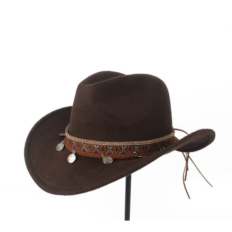 Retro Wide Brimmed Braided Rope Band Cowboy Hat – FloralTrip display picture 1