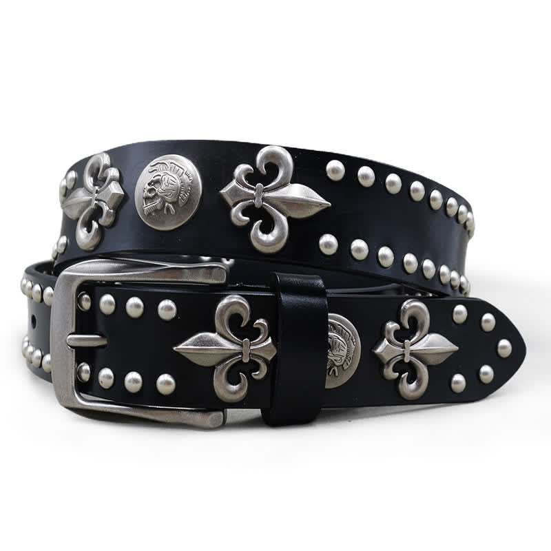 Gothic 2 Row Silver Rivets Skull Studded Leather Belt – FloralTrip