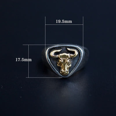 FT: Men's Domineering Rock Bull Horse Totem Opening Adjustable Ring - image 5