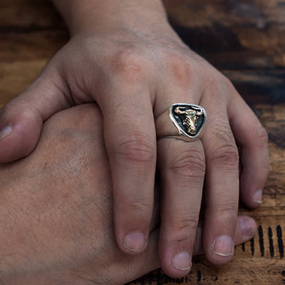 FT: Men's Domineering Rock Bull Horse Totem Opening Adjustable Ring - image 1