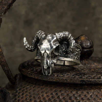 Men's Devil Hell Ghost Goat Opening Adjustable Ring - Ghost Goat - image 0
