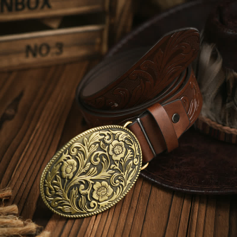 Vintage Western Leather Buckle Belt Floral Carved Amazon.com: NALANY Vintage Western Floral Engraved Embossed  main image 4