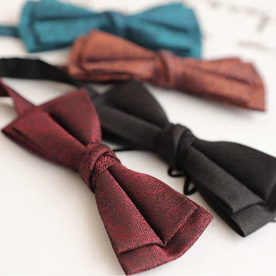 Clearance: Men's Retro Simple Solid Color Double Gentleman Bow Tie