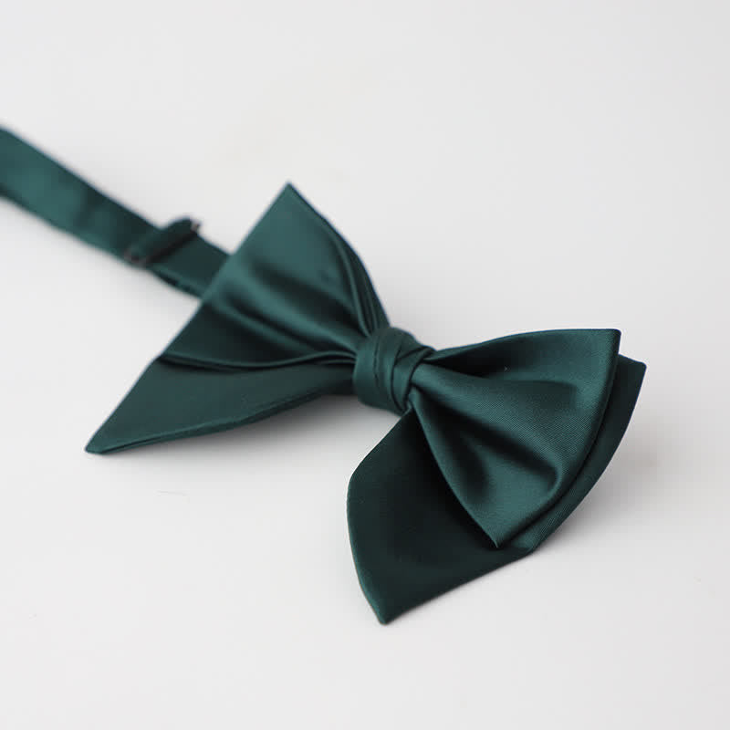 Men's Butterfly Solid Color Double Layered Oversized Pointed Bow Tie
