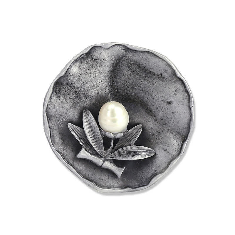 Women's Retro Round Bamboo Pearl Decoration Brooch