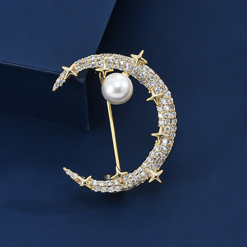 Women's Fashion Moon & Star Rhinestone Brooch – FloralTrip