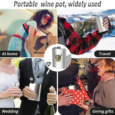 Simple Chic Bull Head Portable Flask with Small Funnel