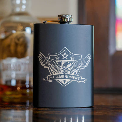 3-8 oz Eagle Laser Pattern Stainless Steel Portable Flask