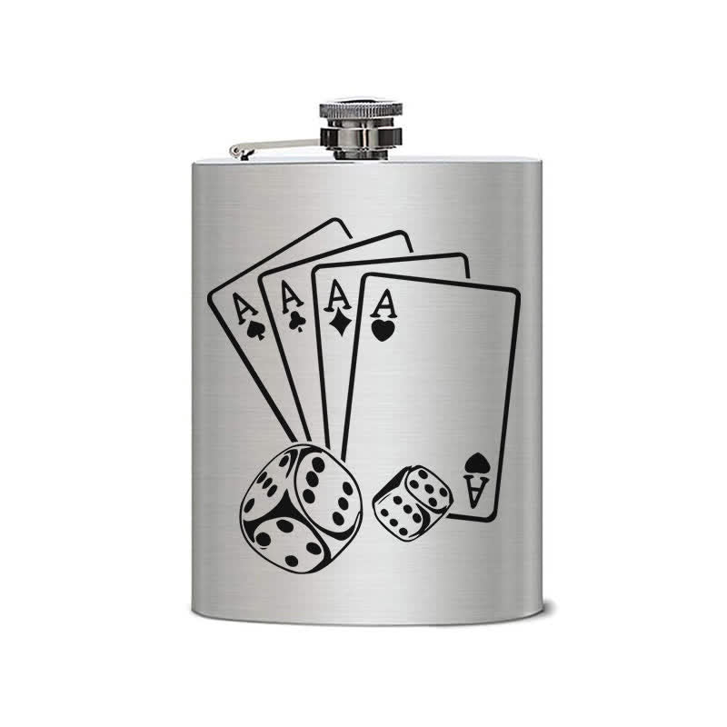 3-8 oz Poker Dice Laser Pattern Stainless Steel Portable Flask