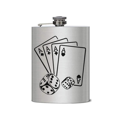 3-8 oz Poker Dice Laser Pattern Stainless Steel Portable Flask