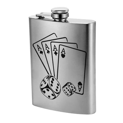 3-8 oz Poker Dice Laser Pattern Stainless Steel Portable Flask