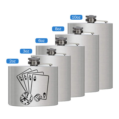 3-8 oz Poker Dice Laser Pattern Stainless Steel Portable Flask