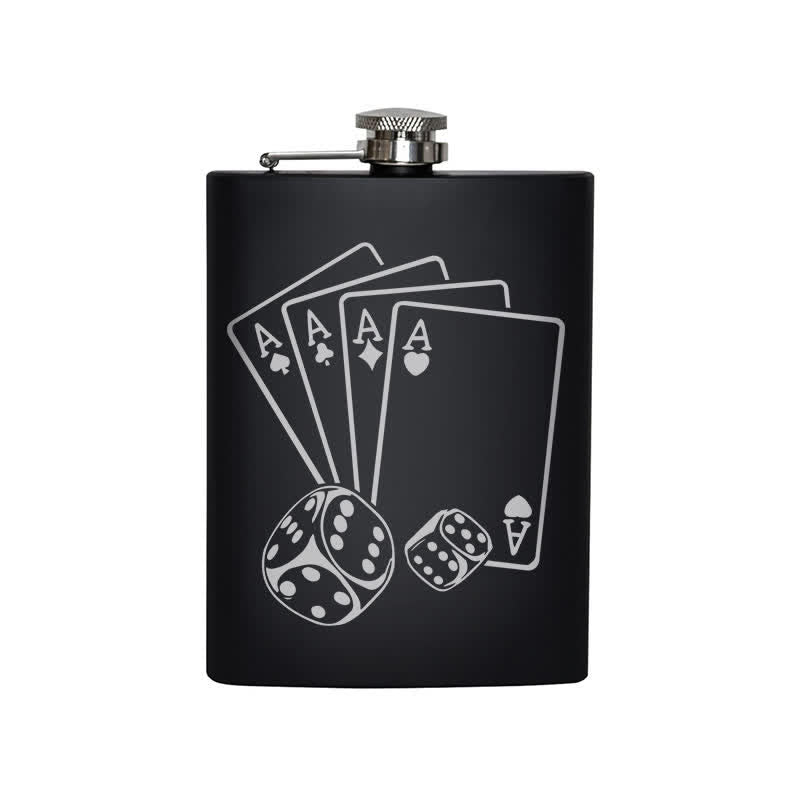 3-8 oz Poker Dice Laser Pattern Stainless Steel Portable Flask
