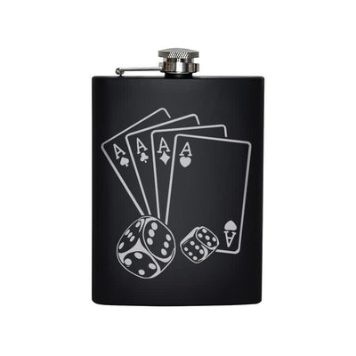 3-8 oz Poker Dice Laser Pattern Stainless Steel Portable Flask