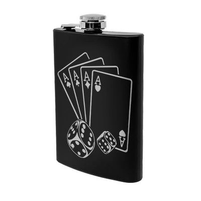 3-8 oz Poker Dice Laser Pattern Stainless Steel Portable Flask