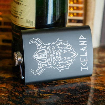 3-8 oz Viking Iceland Laser Pattern Stainless Steel Portable Flask