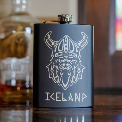 3-8 oz Viking Iceland Laser Pattern Stainless Steel Portable Flask