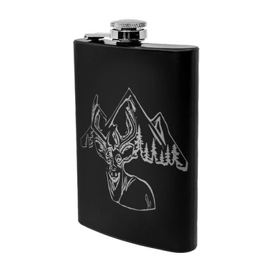 3-8 oz Deer Hunting Laser Pattern Stainless Steel Portable Flask