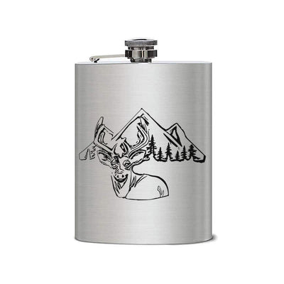 3-8 oz Deer Hunting Laser Pattern Stainless Steel Portable Flask