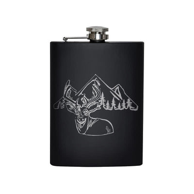 3-8 oz Deer Hunting Laser Pattern Stainless Steel Portable Flask