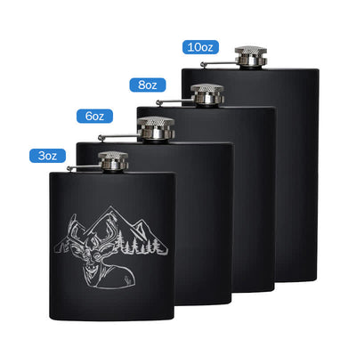 3-8 oz Deer Hunting Laser Pattern Stainless Steel Portable Flask