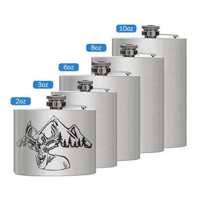 3-8 oz Deer Hunting Laser Pattern Stainless Steel Portable Flask