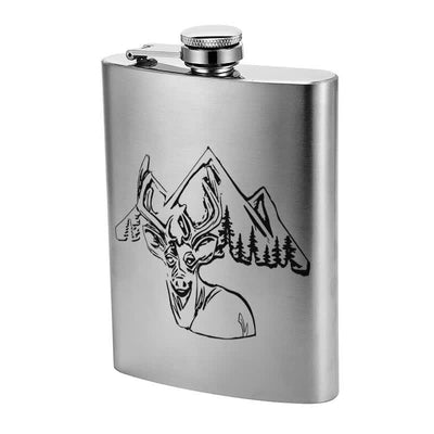 3-8 oz Deer Hunting Laser Pattern Stainless Steel Portable Flask